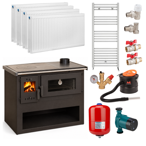 Termosobe pe lemne - Pachet termosobă pe lemne 12,2 kW cu cuptor – Hergon Calor 12