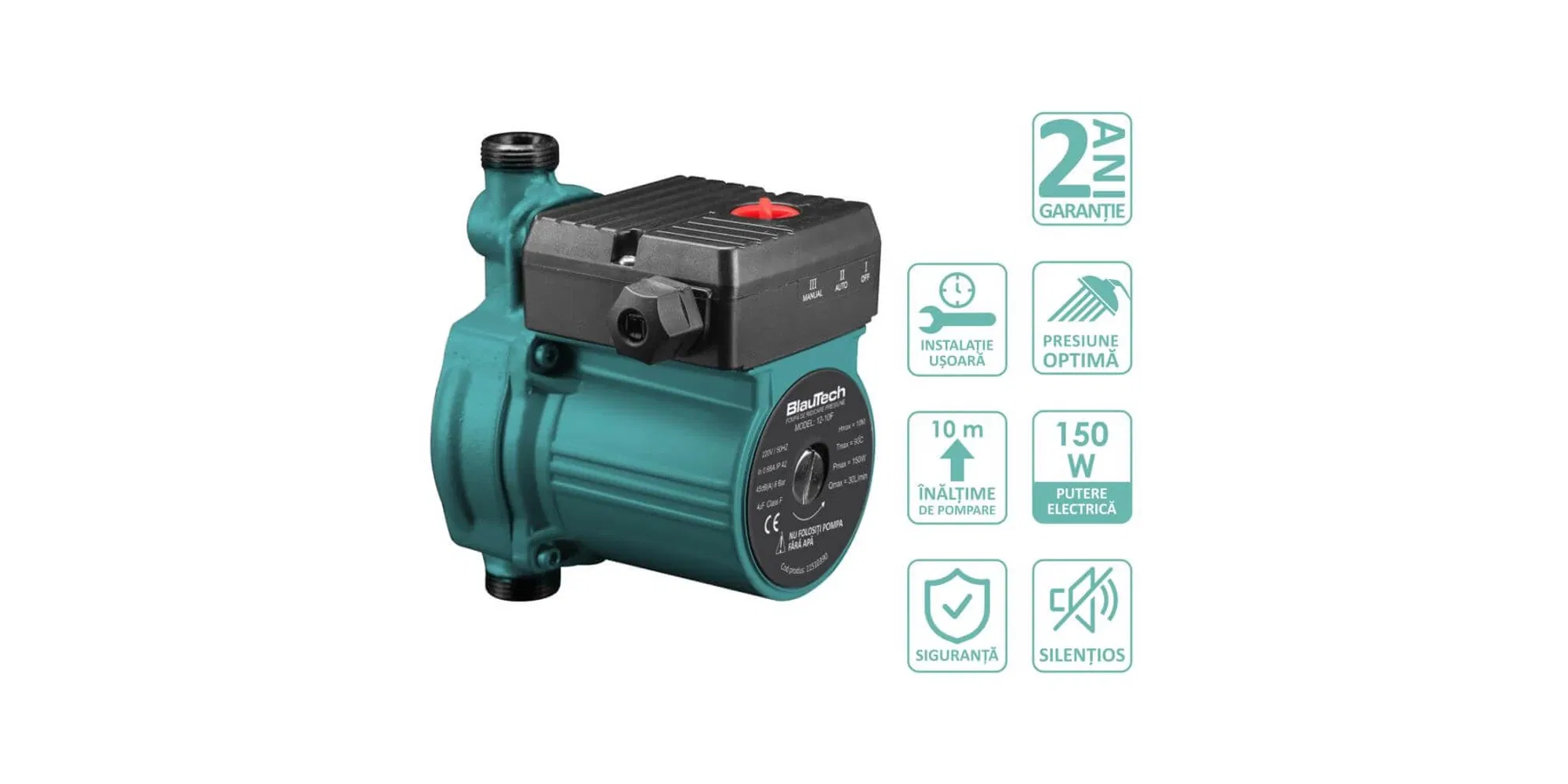 Pompe de circulatie - Pompa ridicare presiune panouri solare nepresurizate HeizTech, corp fontă – Kit automat apă caldă