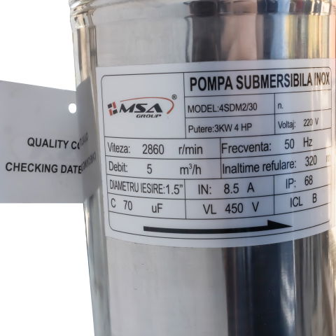 Pompa submersibilă 3KW 320m 4SDM2/30 pentru puțuri adânci [2]
