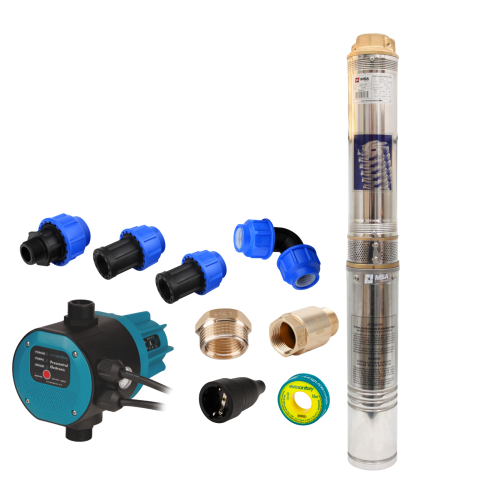 Pachete complete pompe submersibile - Pompa Submersibilă 1.5KW 2CP 8 Turbine 120m + Presostat Electronic EVOSANITARY