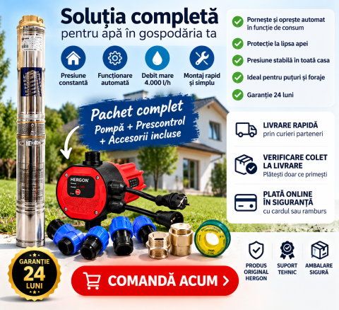 Pompa Submersibilă 1.5KW 2CP 8 Turbine 120m + Presostat Electronic Hergon [4]