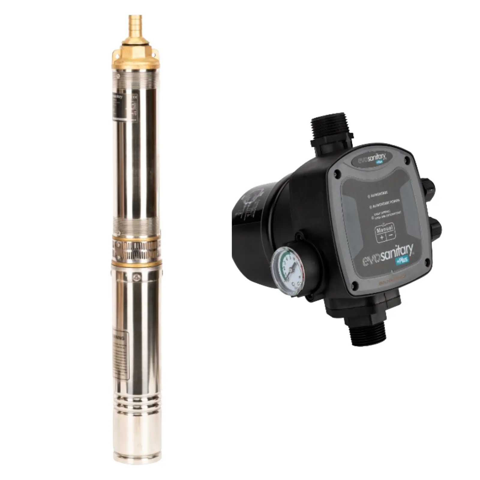 Pachete complete pompe submersibile - Pompa Submersibilă 750W cu 8 Turbine + Prescontrol Electronic | Debit 4000 l/h, 54 m