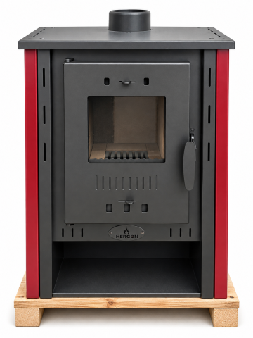 Sobă pe lemne HERGON LIGNA 7, 7 kW, Bordo [2]