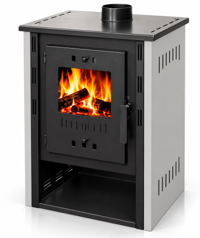 Sobe pe lemn - Sobă pe lemne HERGON LIGNA 7, 7 kW, Gri Silver