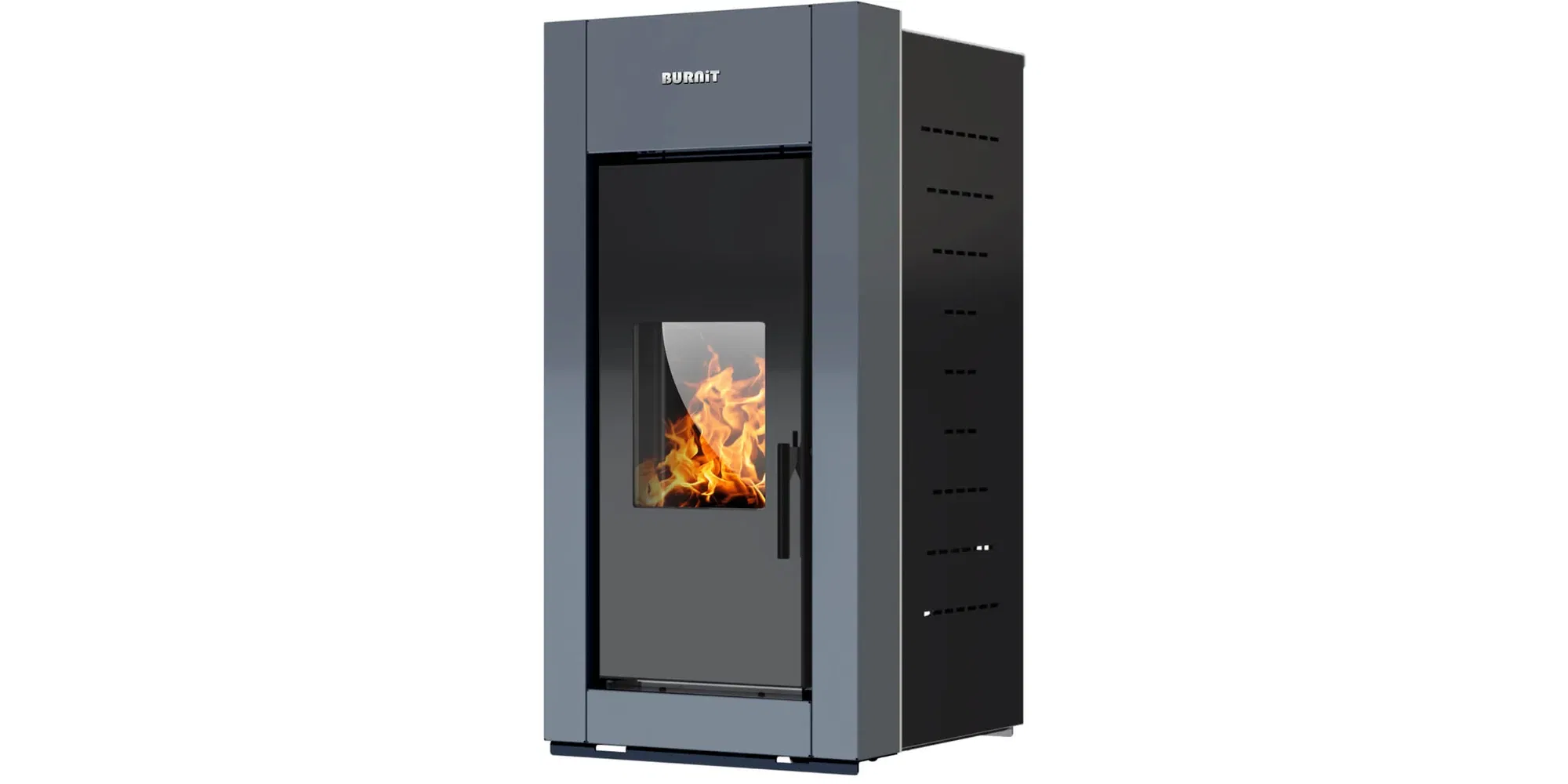 Termoseminee peleți - Termoșemineu pe peleți BURNiT Trend 20 kW gri antracit – centrală pe peleți compactă