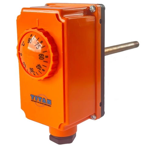 Termostat de imersie Titan cu sondă și teacă – reglaj 0–90°C