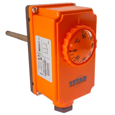 Termostat de imersie Titan cu sondă și teacă – reglaj 0–90°C [1]