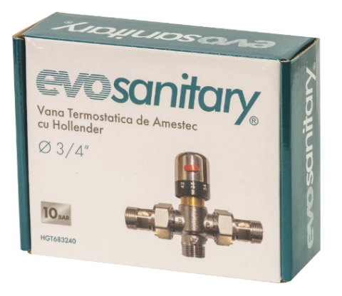 Vana termostatică de amestec 3/4” Evosanitary – control precis al temperaturii [1]