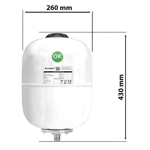 Vas Expansiune Solar 24L Termax | Racord 1" | Ø260 mm | 10 bar [1]