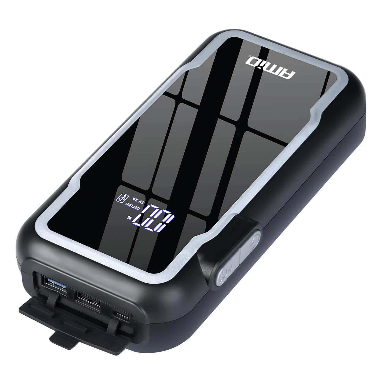 Robot pornire auto portabil AMiO 3 în 1 12V 1600A 12Ah cu lanternă LED și powerbank [6]