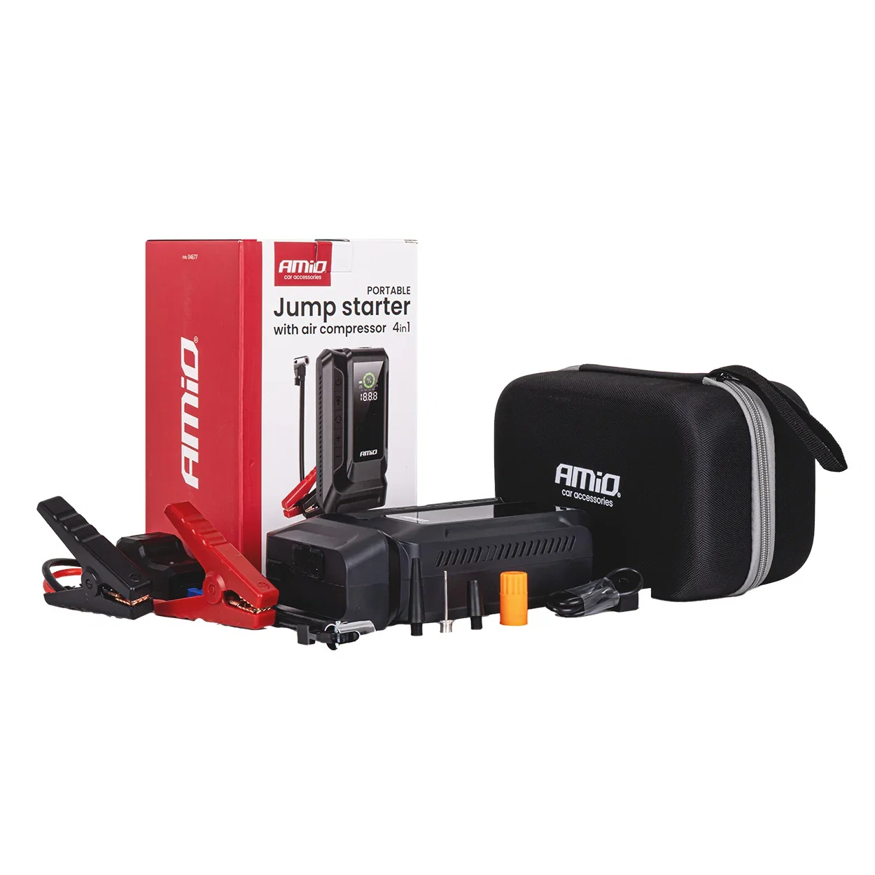 Robot pornire auto portabil AMiO 4 în 1 12V 1600A 12Ah cu compresor, lanternă LED și powerbank [8]