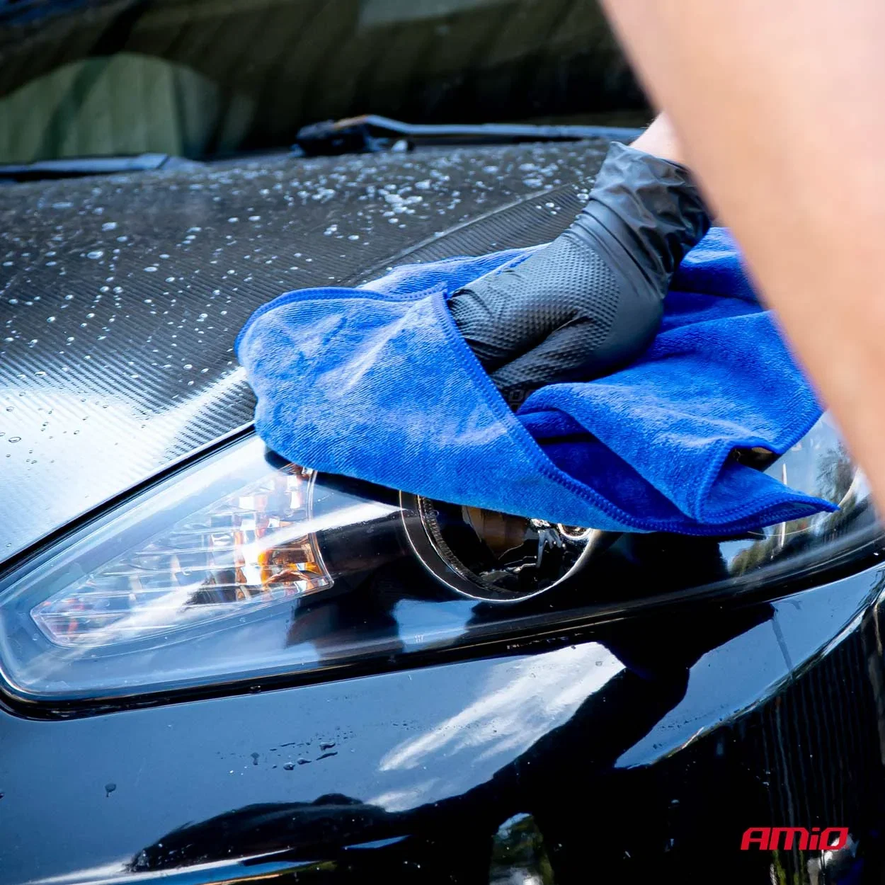 Lavetă microfibră auto AMiO 500 GSM 30x40 cm pentru detailing și curățare [4]