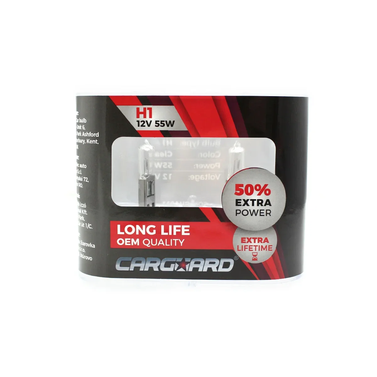 Set 2 becuri halogen auto H1 CARGUARD 12V 55W +50% intensitate Long Life [4]