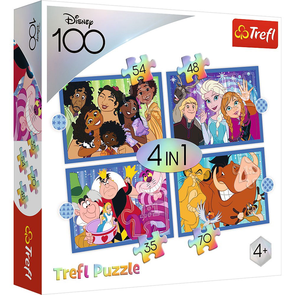 Jucării și jocuri - PUZZLE TREFL DISNEY 4IN1 MINUNATA LUME DISNEY