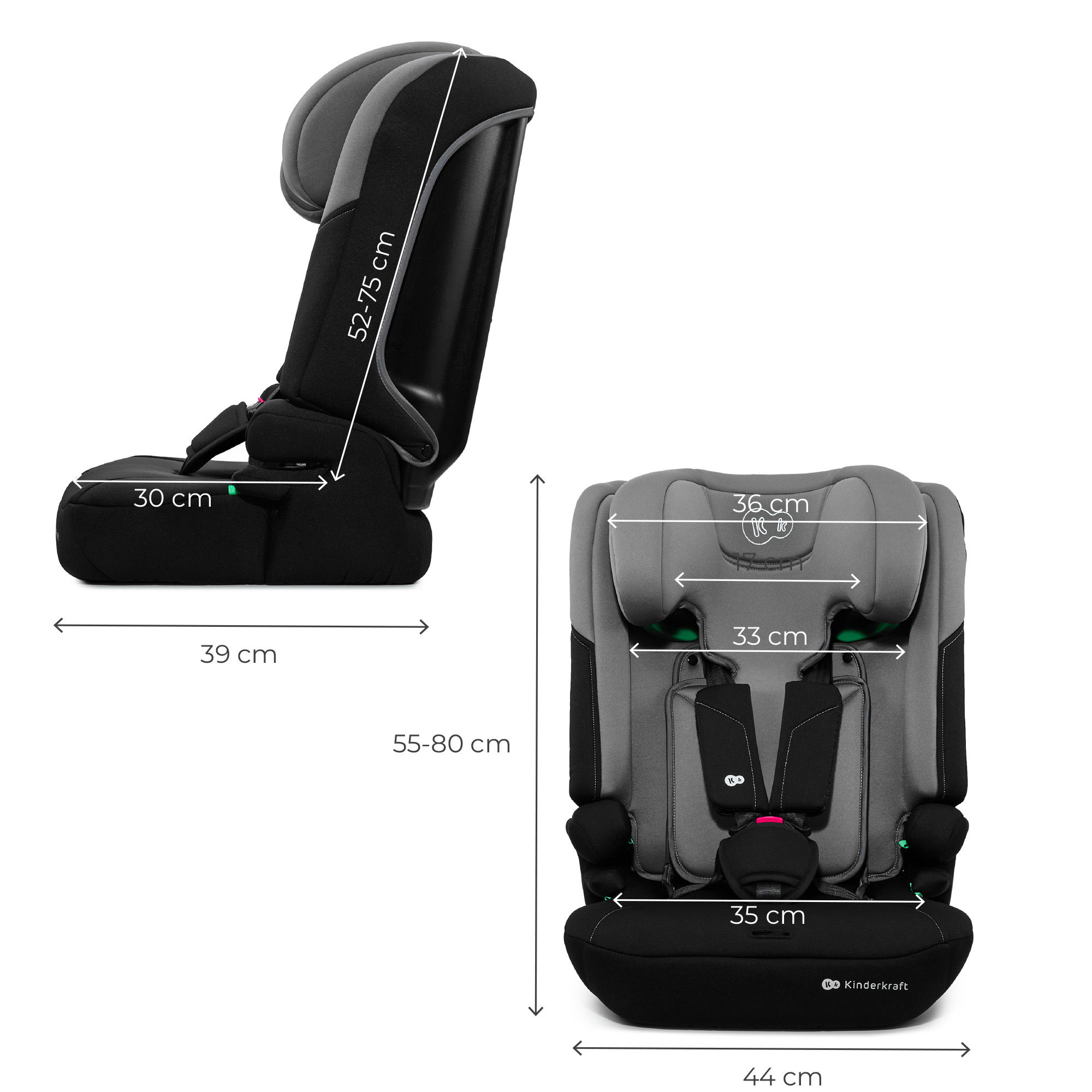 SCAUN AUTO KINDERKRAFT COMFY 75-150 CM, DK GREY [5]