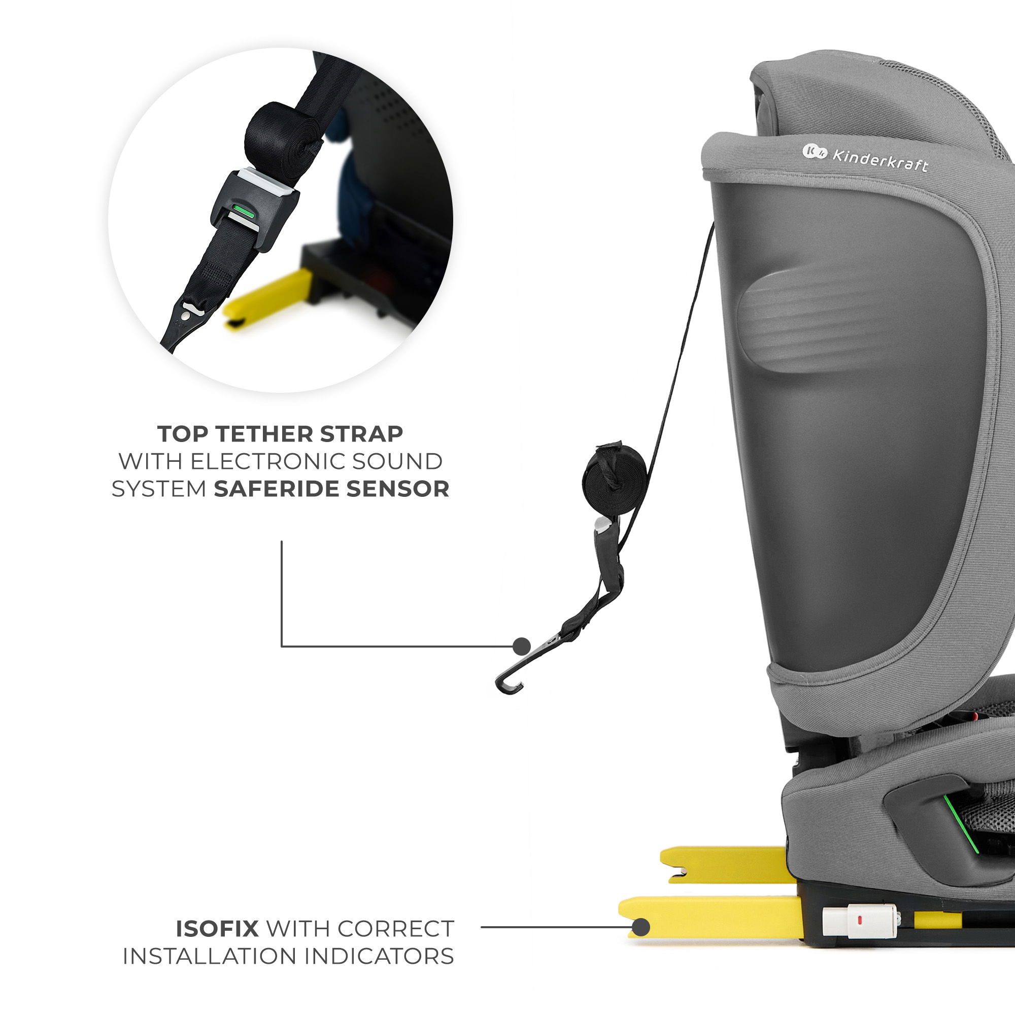 SCAUN AUTO KINDERKRAFT FIX2GO 76-150 CM, GREY [6]