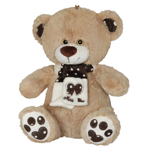 Jucării și jocuri - Jucarie de plus Urs esarfa maro 30 cm