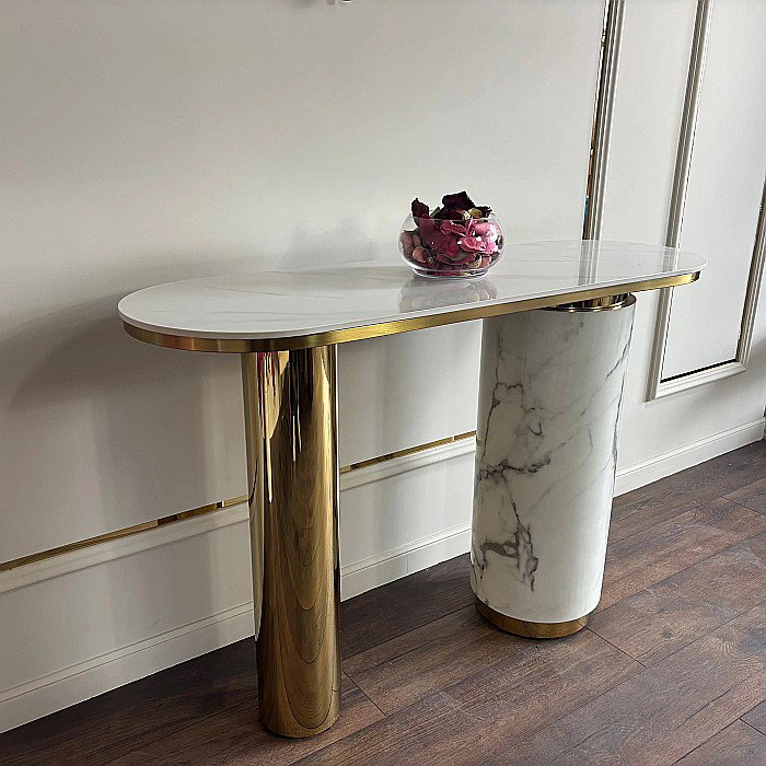 Consolă mobilier cu blat din compozit și picioare din inox Marble Glow - CST2240A [6]