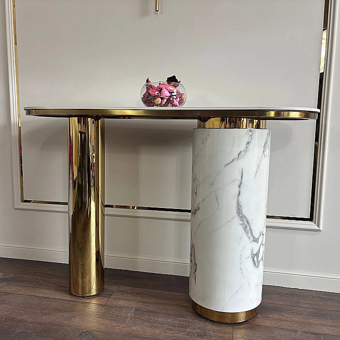 Consolă mobilier cu blat din compozit și picioare din inox Marble Glow - CST2240A [3]