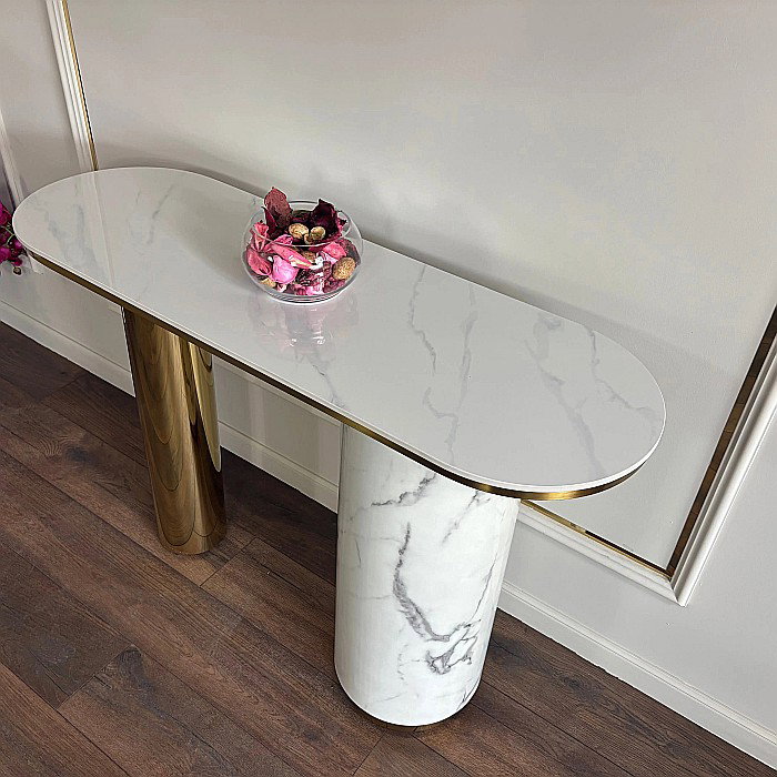 Consolă mobilier cu blat din compozit și picioare din inox Marble Glow - CST2240A [4]