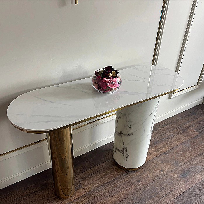 Consolă mobilier cu blat din compozit și picioare din inox Marble Glow - CST2240A [5]