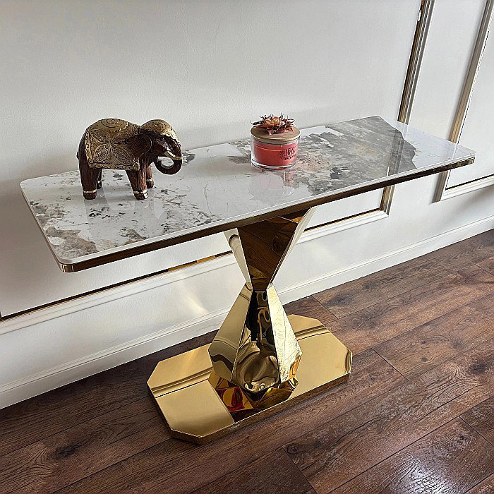 Consolă mobilier cu blat din compozit și picior din inox Astral Marble - CST2301 [4]