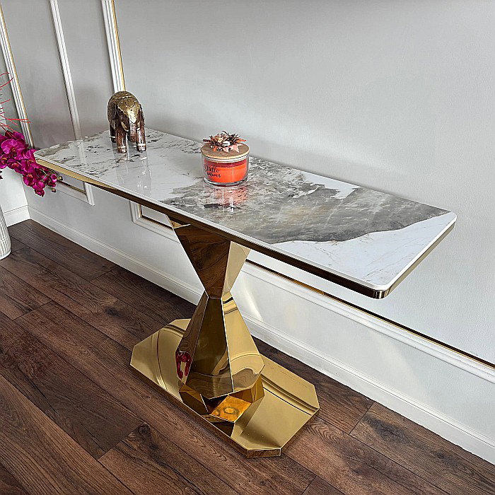 Consolă mobilier cu blat din compozit și picior din inox Astral Marble - CST2301 [3]