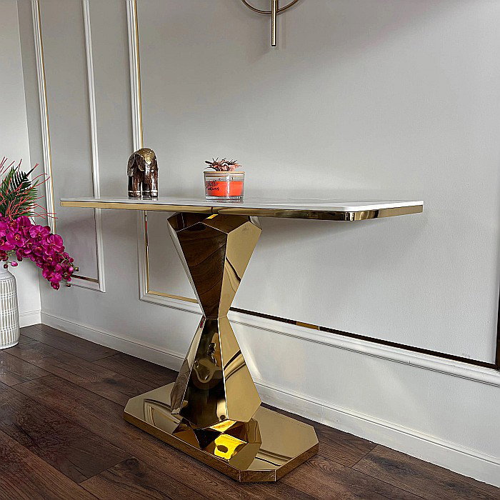 Consolă mobilier cu blat din compozit și picior din inox Astral Marble - CST2301 [2]