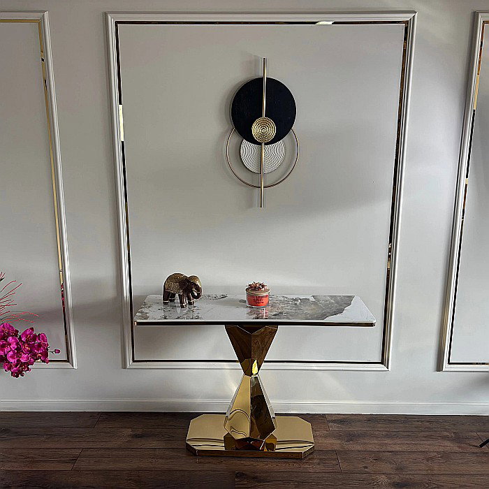 Consolă mobilier cu blat din compozit și picior din inox Astral Marble - CST2301 [6]