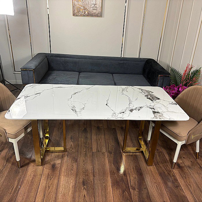 Masă dining cu blat din compozit și picioare din inox Eterna Luxe - DT2133 [2]