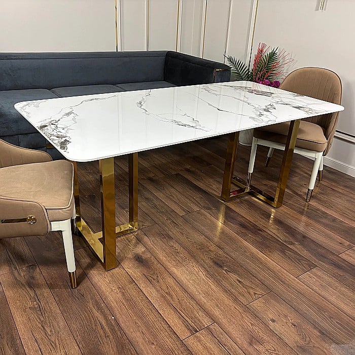 Masă dining cu blat din compozit și picioare din inox Eterna Luxe - DT2133 [3]