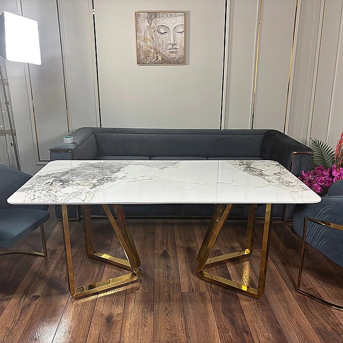 Masă dining cu blat din compozit și picioare din inox Nerisa - DT2228 [2]