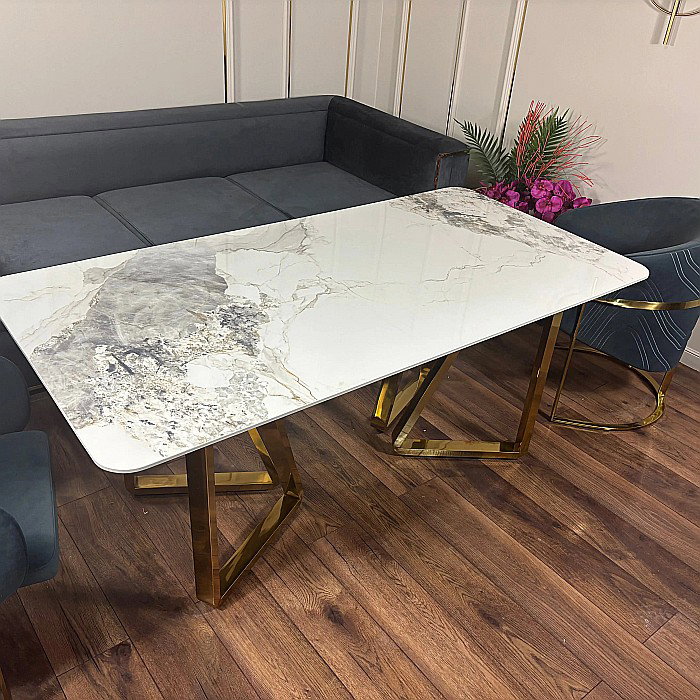 Masă dining cu blat din compozit și picioare din inox Nerisa - DT2228 [4]