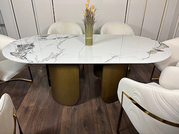 Masă dining cu blat din compozit și bază din inox Imperial - DT2149 [5]