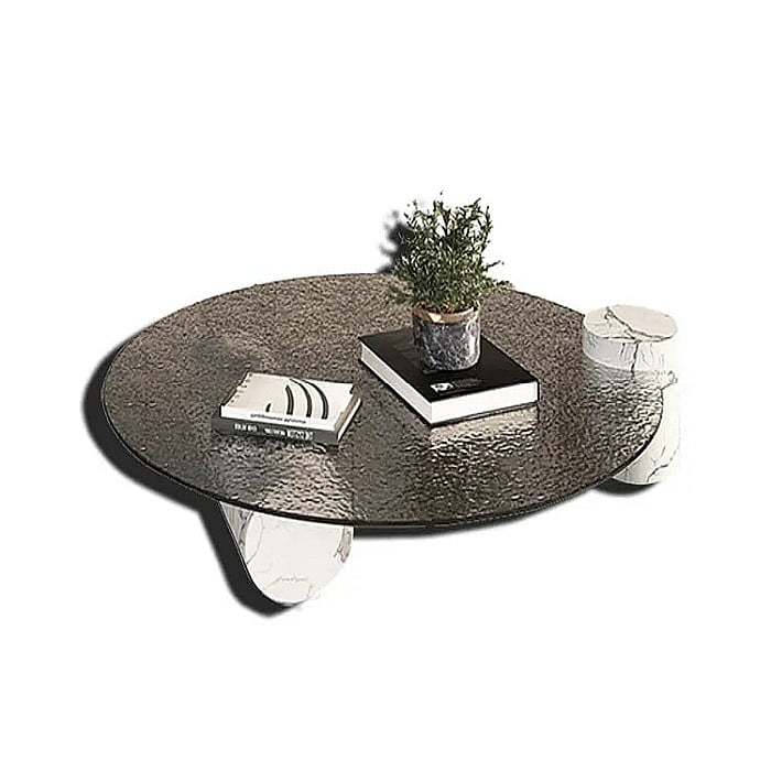 Măsuță cafea cu picioare din marmură și blat din sticlă securizată Calia - CT2203 [4]