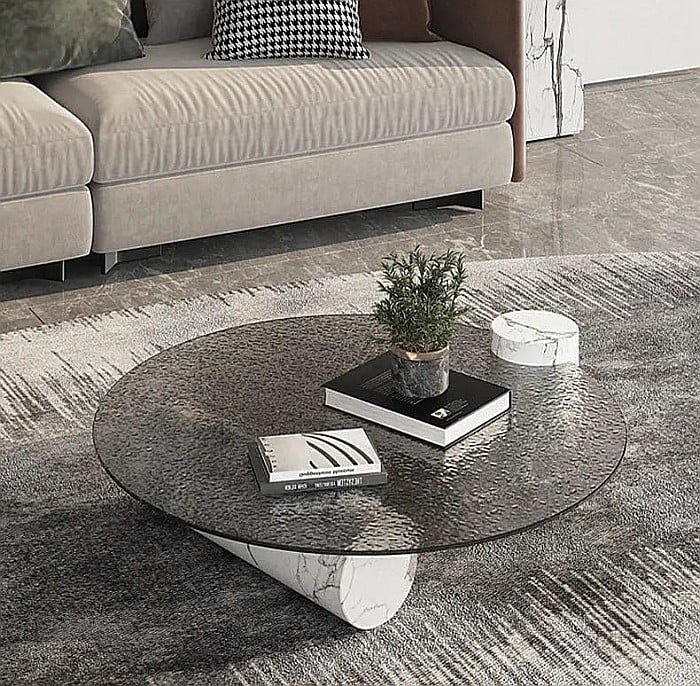 Măsuță cafea cu picioare din marmură și blat din sticlă securizată Calia - CT2203 [3]