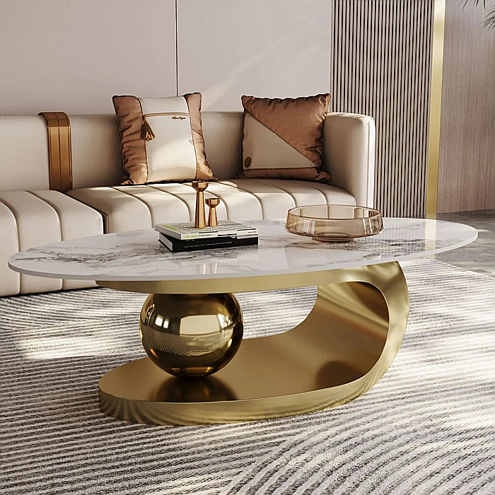 Măsuță cafea cu blat din compozit și picior din inox Pulse - CT2201G [10]