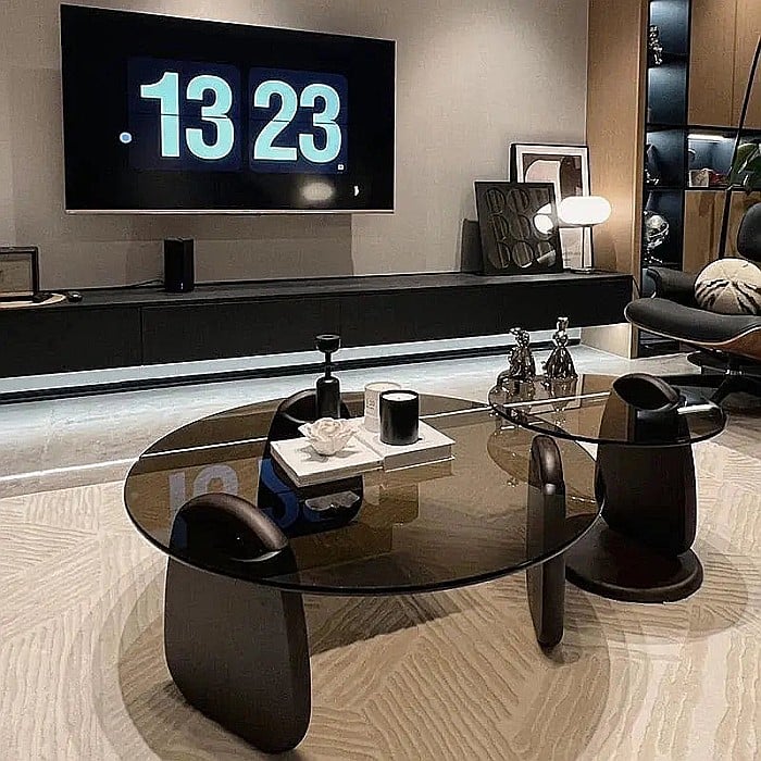 Set măsuțe cafea cu blat din sticlă securizată și picioare din lemn Kaira - KA452 [3]