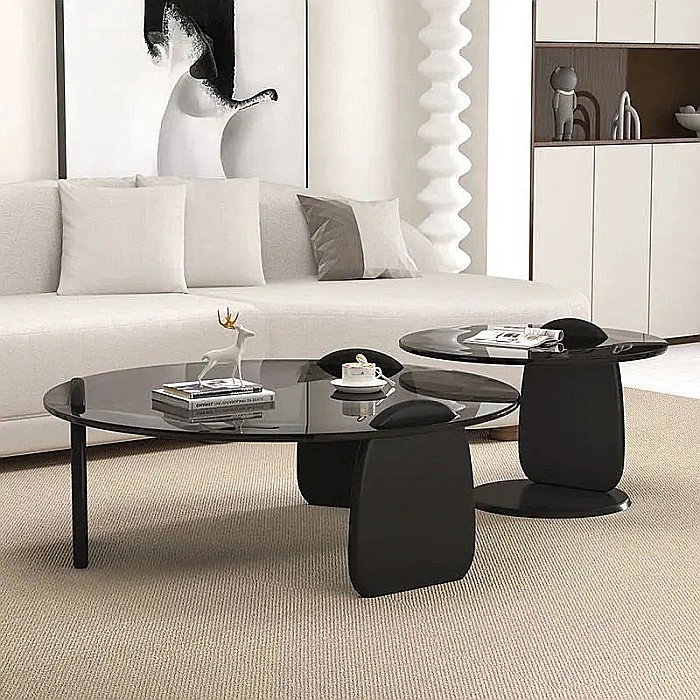 Set măsuțe cafea cu blat din sticlă securizată și picioare din lemn Kaira - KA452 [2]