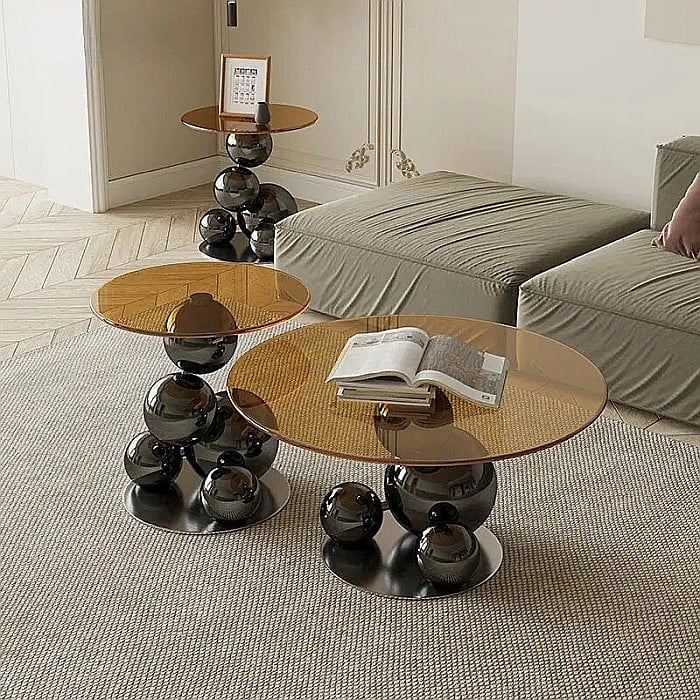 Set măsuțe cafea cu blat din sticlă securizata și picioare din inox Selene - CT2306 [2]