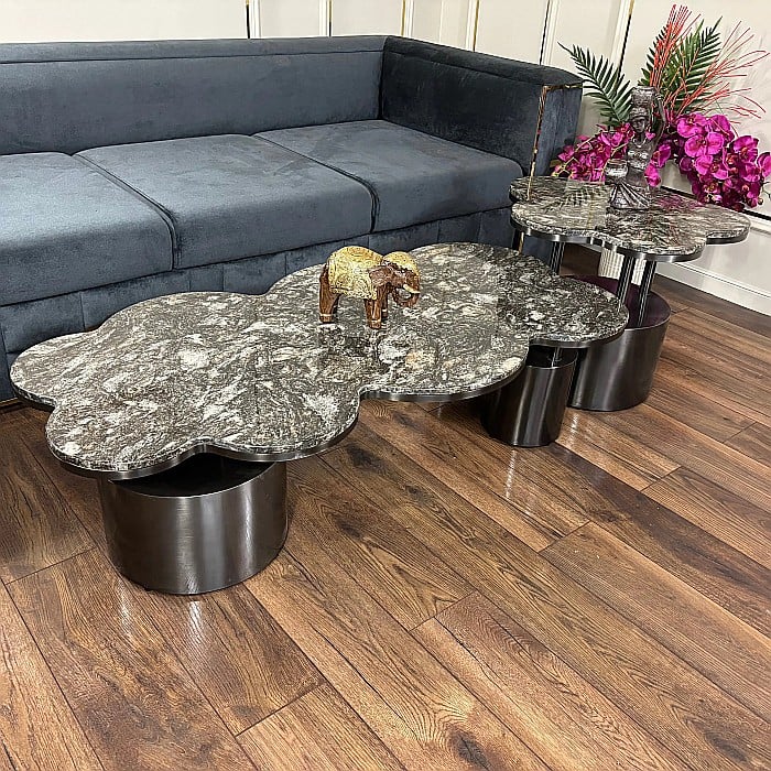 Măsuță cafea din marmură artificială și picioare din inox Cressida - CT1967 [2]