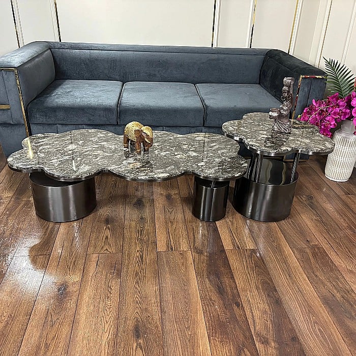 Măsuță cafea din marmură artificială și picioare din inox Cressida - CT1967 [5]