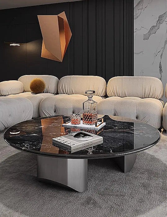 Set măsuțe cafea cu blat din compozit și picioare din inox Luna - CT2105B [3]