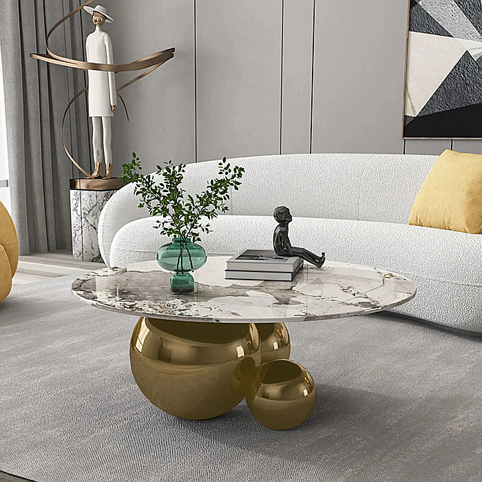 Măsuță cafea cu blat din compozit și picior din inox Gala - CT2139G [2]