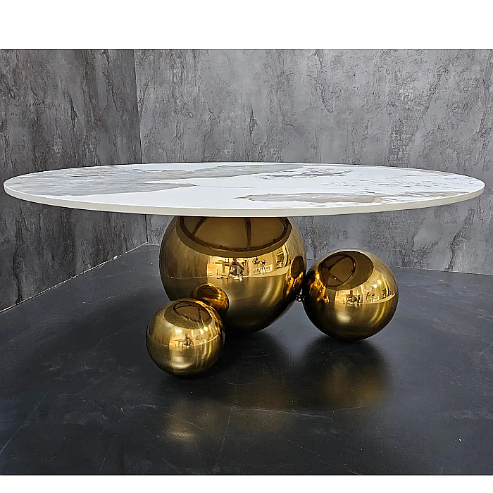 Măsuță cafea cu blat din compozit și picior din inox Gala - CT2139G [4]