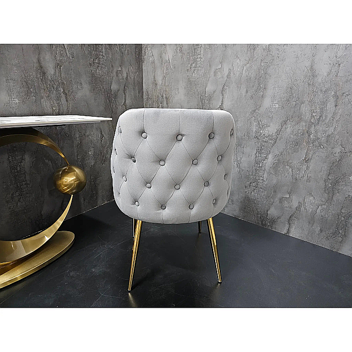 Scaun dining din catifea gri si picioare metalice Catania - C1268 [5]