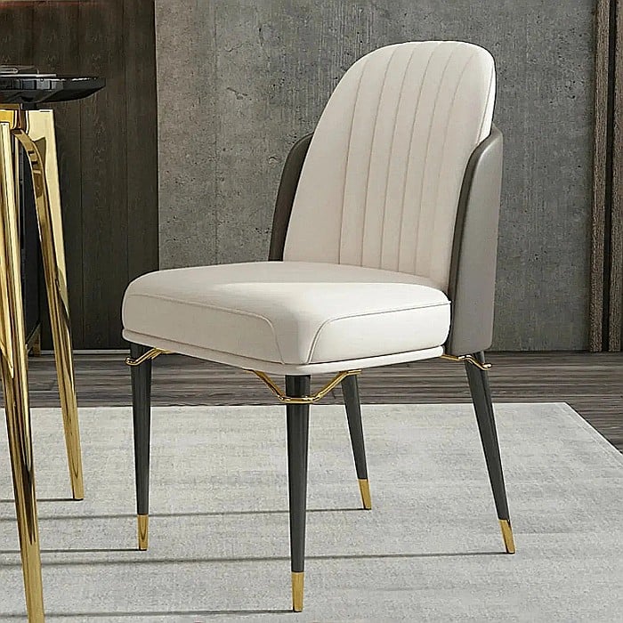 Scaun dining din piele cu picioare din lemn și inox Ellis - C22-01 [2]