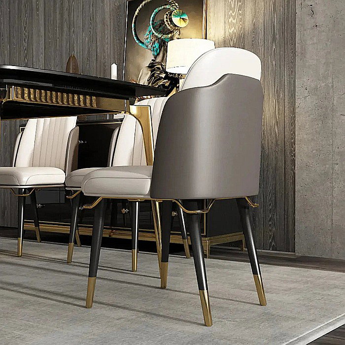 Scaun dining din piele cu picioare din lemn și inox Ellis - C22-01 [3]