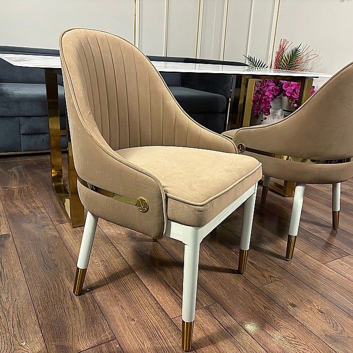 Scaun dining din stofă cu picioare din lemn și inox Modena - C2328 [3]