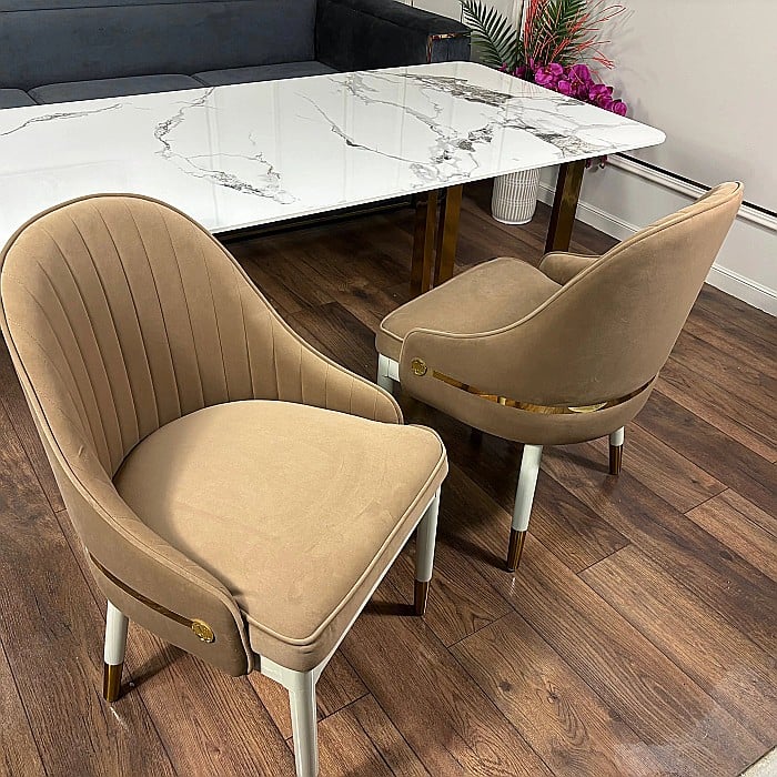 Scaun dining din stofă cu picioare din lemn și inox Modena - C2328 [5]